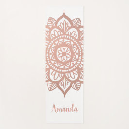 Tapete De Yoga Nome Personalizado Novo Rosa Dourado Mandala Branc