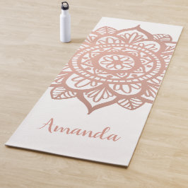 Tapete De Yoga Nome Personalizado Novo Rosa Dourado Mandala Branc