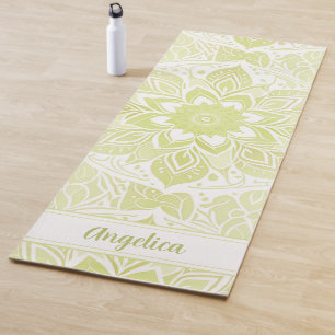 Tapete De Yoga Nome Personalizado Pastel Green Mandala Yoga Mat