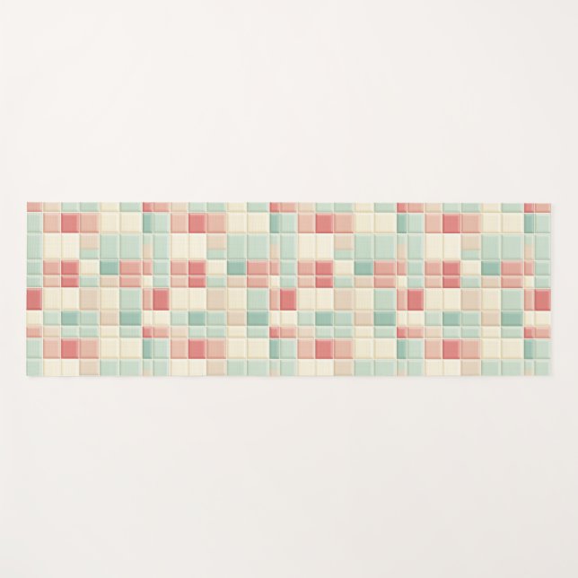 Tapete De Yoga Nome personalizado Pastel padrão Faux Azulejos cer (Frente (Horizontal))