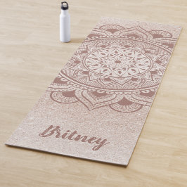 Tapete De Yoga Nome Personalizado Rosa Chic Feminino Dourado Mand