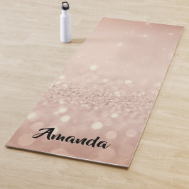 Tapete De Yoga Nome Personalizado Rosa Dourada Glitter Girly Idei