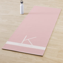 Tapete De Yoga Nome Personalizado Simples Moderno de Stripe Rosa