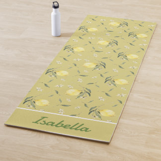 Tapete De Yoga Nome Personalizado Yellow Lemon Fruta Padrão Yoga 