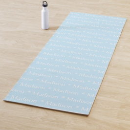 Tapete De Yoga Nome personalizável branco-claro-azul-duplo