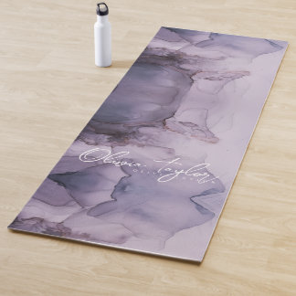 Tapete De Yoga Nome Purple da Aquarela Elegante