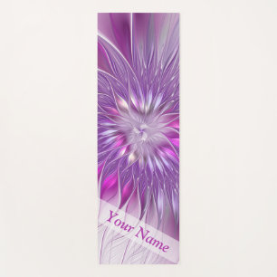 Tapete De Yoga Nome roxo cor-de-rosa do Fractal do abstrato da