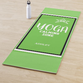 Tapete De Yoga Nome Verde Branco