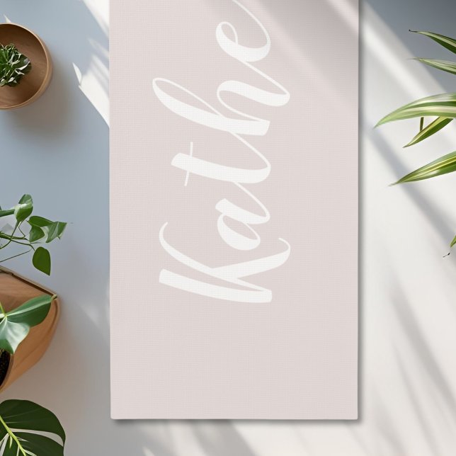 Tapete De Yoga Nome Yoga Mat da Caligrafia Rosa Dusty (Criador carregado)