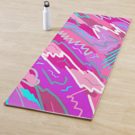 Tapete De Yoga Nostalgia Pop Art em Magenta