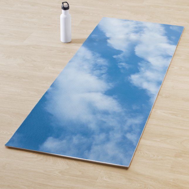 Tapete De Yoga Nuvens no céu Fotografia Elegante Azul Branco (In Situ)