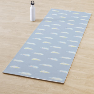 Tapete De Yoga Nuvens Pastéis em Azul Claro