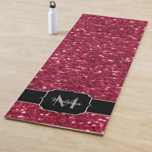 Tapete De Yoga O preto vermelho-magenta vermelho-escuro brilha Mo