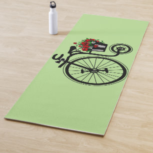 Tapete De Yoga O vintage romântico floresce a bicicleta
