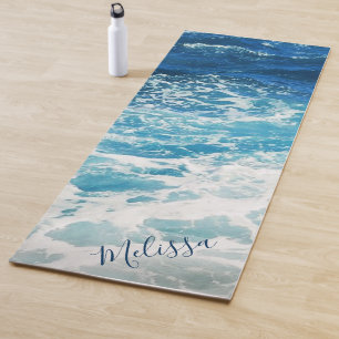Tapete De Yoga Oceano de ondas e mares azuis personalizados