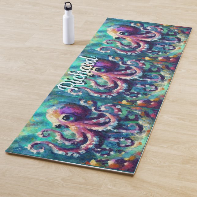 Tapete De Yoga Octopus Náutico Beach Coastal Personalizado (In Situ)