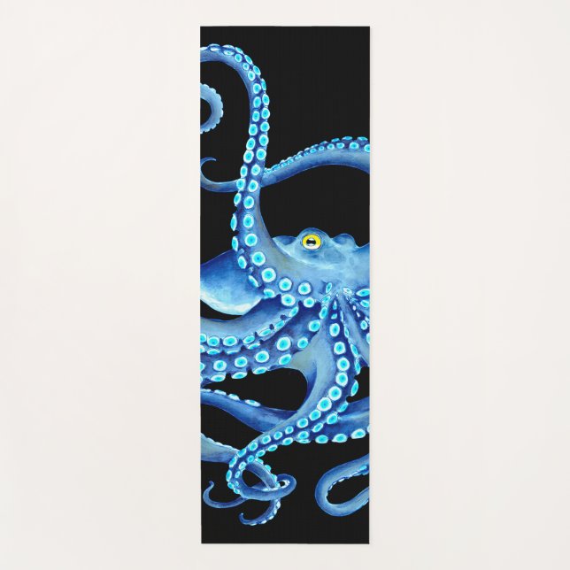 Tapete De Yoga Octopus preto (Frente)