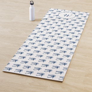 Tapete De Yoga Olho Espiritual de Horus Blue White Padrão