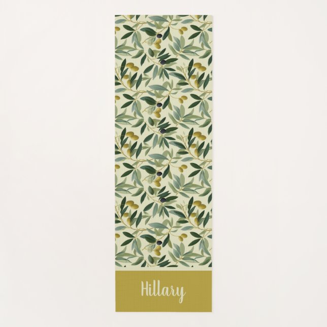 Tapete De Yoga Olive Branch Monogram Name  (Frente)
