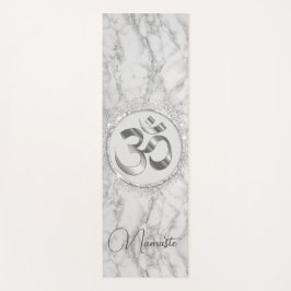 Tapete De Yoga OM Namaste Silver Marble Glitter Elegante