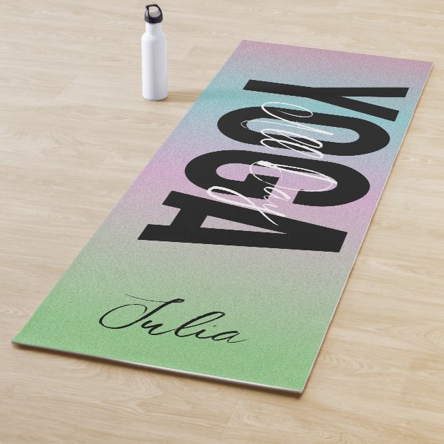 Tapete De Yoga Ombre Rainbow Personalized Name Yoga Mat (In Situ)