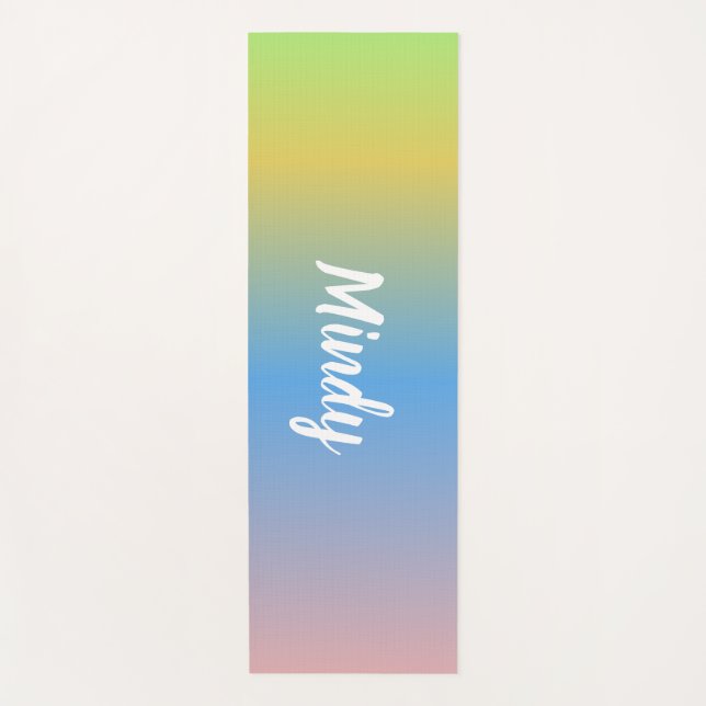 Tapete De Yoga Ombré Rainbow Yellow Blue Yoga Mat (Frente)