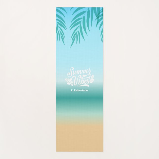 Tapete De Yoga Ombre Tropical Beach Summer Vibes Yoga Mat (Frente)