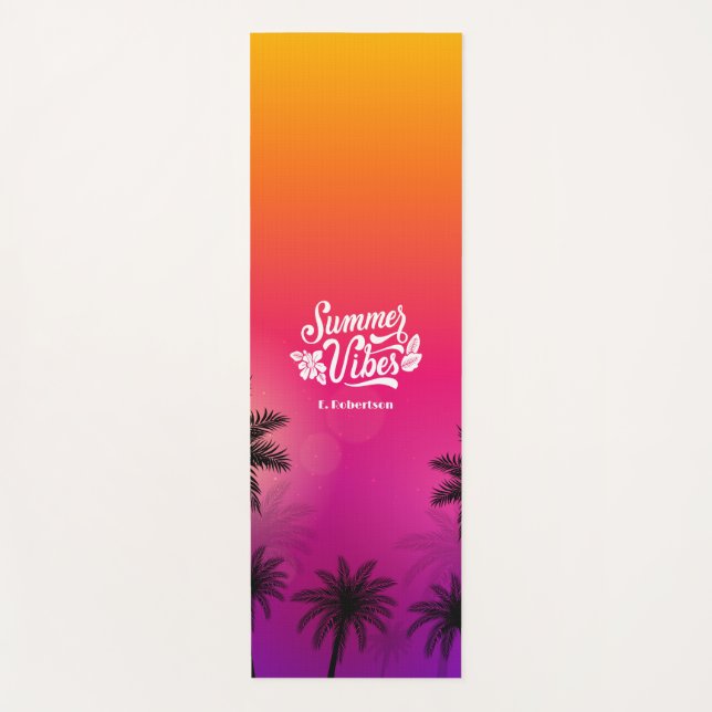 Tapete De Yoga Ombre Tropical Summer Vibe Nome Personalizado