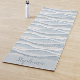Tapete De Yoga Onda de Neve de Inverno Azul Padrão Personalizado