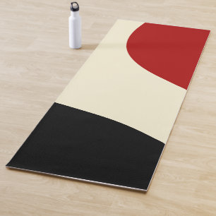 Tapete De Yoga Onda mínima elegante em vermelho, preto e creme