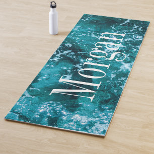 Tapete De Yoga Ondas do Mar de Turquesa Personalizadas em Monogra
