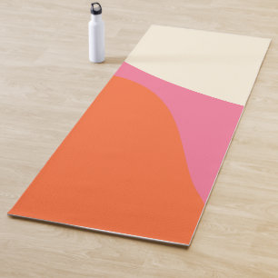Tapete De Yoga Ondas Simples 4 em Rosa, Laranja e Creme