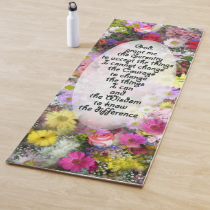 Tapete De Yoga Oração Serenidade no Buquê Floral Yoga Mat