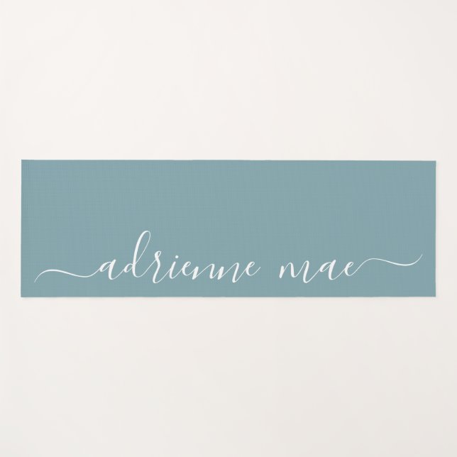 Tapete De Yoga Orador de Nome Personalizado Verde Azul Ou (Frente (Horizontal))
