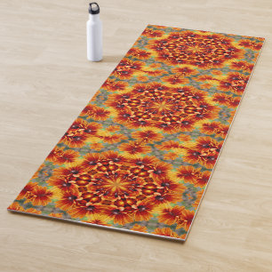 Tapete De Yoga Orange Black Eyed Susan Daisy Abstrato