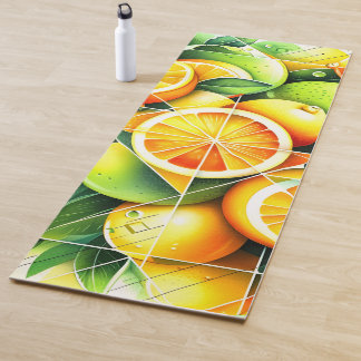 Tapete De Yoga Orange Lemon Botanical Citrus Geometric