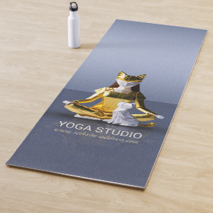 Tapete De Yoga Origami Gold Foil Yoga Meditando Mulher-Gato