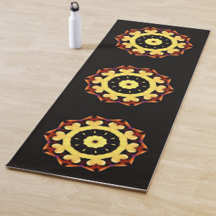 Tapete De Yoga Ornamento de Sol Amarelo