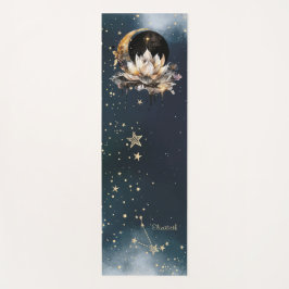 Tapete De Yoga Ouro Celestial Sol, Lua, Estrelas Lótus Céu Noturn