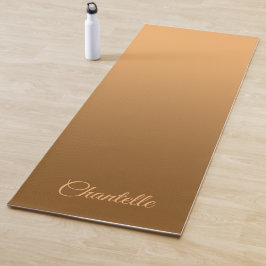 Tapete De Yoga Ouro de Gradiente Elegante com Nome Personalizado