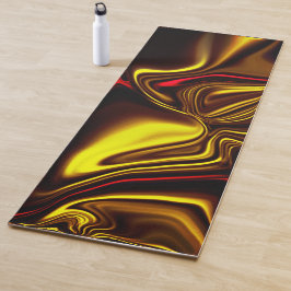 Tapete De Yoga Ouro e traços curvos vermelhos com partes escuras