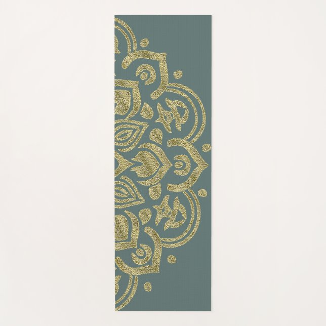 Tapete De Yoga Ouro Mandala - Ioga Mat (Frente)