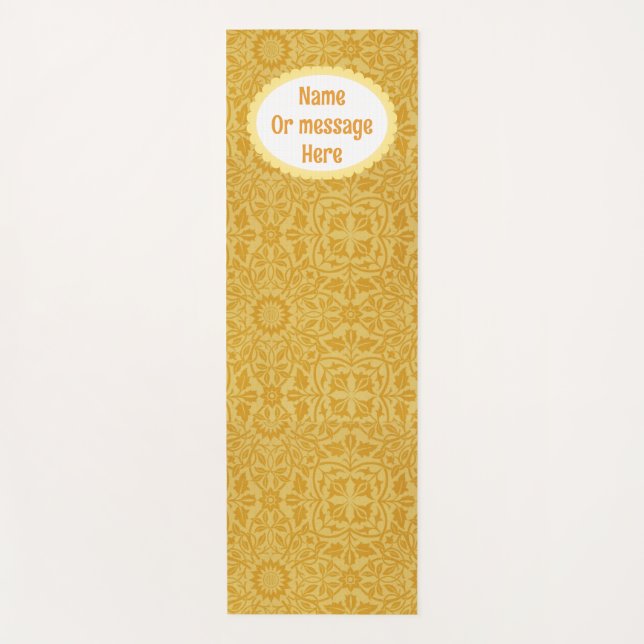 Tapete De Yoga Ouro Personalizado Amarelo William Morris Floral (Frente)