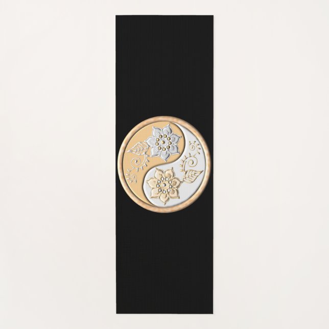 Tapete De Yoga Ouro & Prata Yin Yang  (Frente)