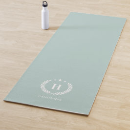 Tapete De Yoga Ovo de Pato Verde Monograma Moderno Minimalista El