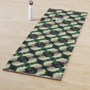 Tapete De Yoga Padrão Abstrato de Flor Branco Azalea Personalizad