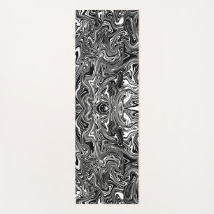 Tapete De Yoga Padrão abstrato de mármore líquido preto e branco