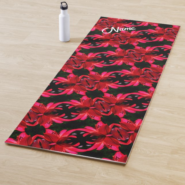 Tapete De Yoga Padrão Abstrato Floral Red Lily Personalizado (In Situ)