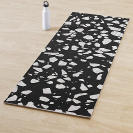 Tapete De Yoga Padrão abstrato Terrazzo Mosaico preto e branco