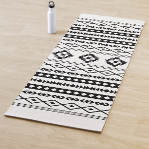 Tapete De Yoga Padrão Aztec Black on White Mixed Motifs